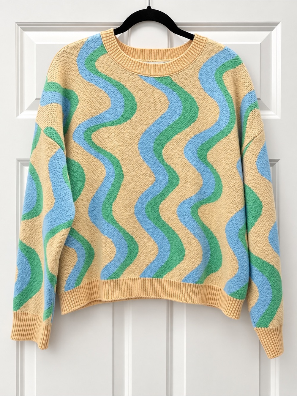 Altar’d State | Oversized Knit Sweater Wavy Abstract Pastel Coastal | Size Small